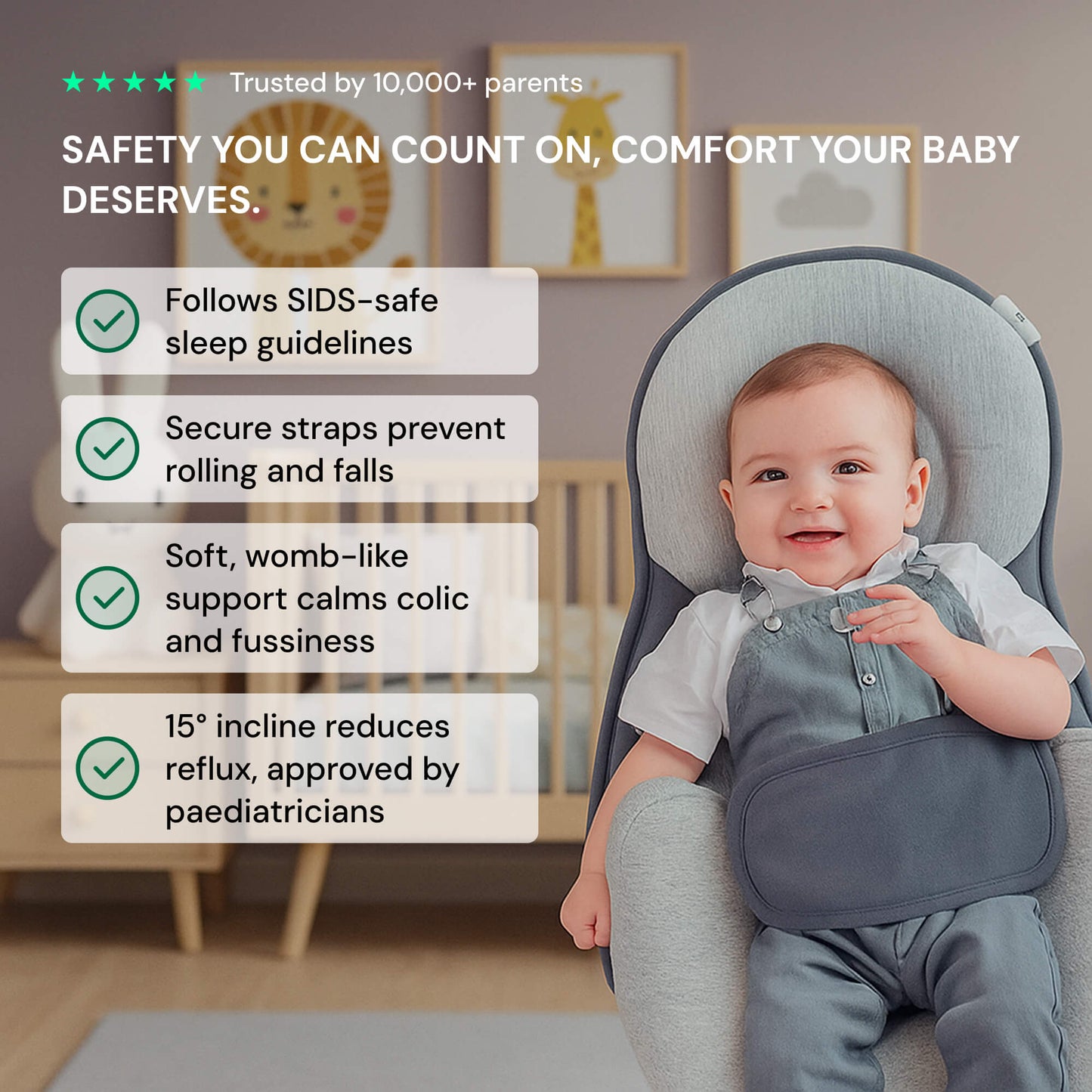 Newborn Reflux Pillow Bed – Sleep Pod Infant Nest with 15° Wedge | Portable Anti-Reflux Cushion & Baby Sleeping Nest for Colic Relief