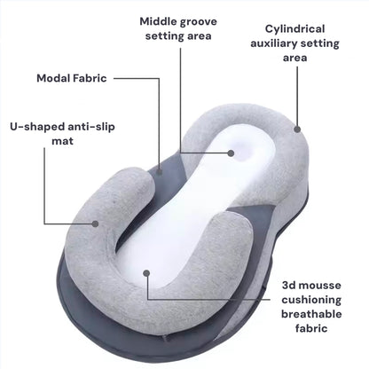 Newborn Reflux Pillow Bed – Sleep Pod Infant Nest with 15° Wedge | Portable Anti-Reflux Cushion & Baby Sleeping Nest for Colic Relief