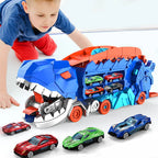 Dino Transformer Transporter Car | Durable Plastic Toy Truck with Dinosaur Figures for Creative Play and Adventure for Children aged 3+