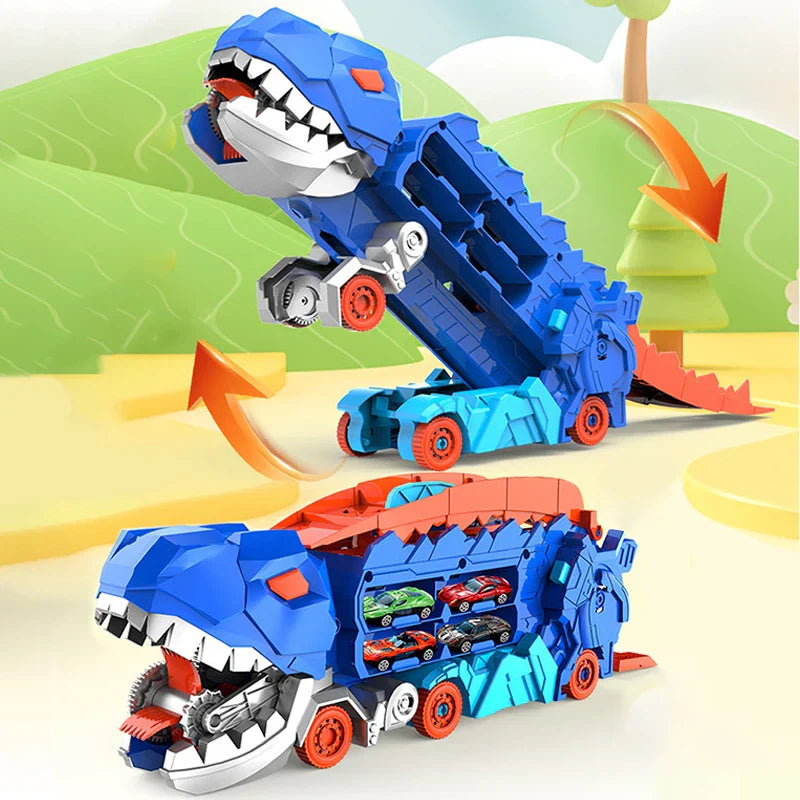 Dino Transformer Transporter Car | Durable Plastic Toy Truck with Dinosaur Figures for Creative Play and Adventure for Children aged 3+