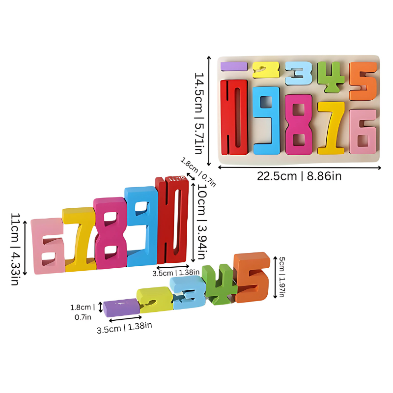 Wooden Number Stacking Blocks | Eco-Friendly, Colorful Learning Aid for Toddlers 3-5 Years