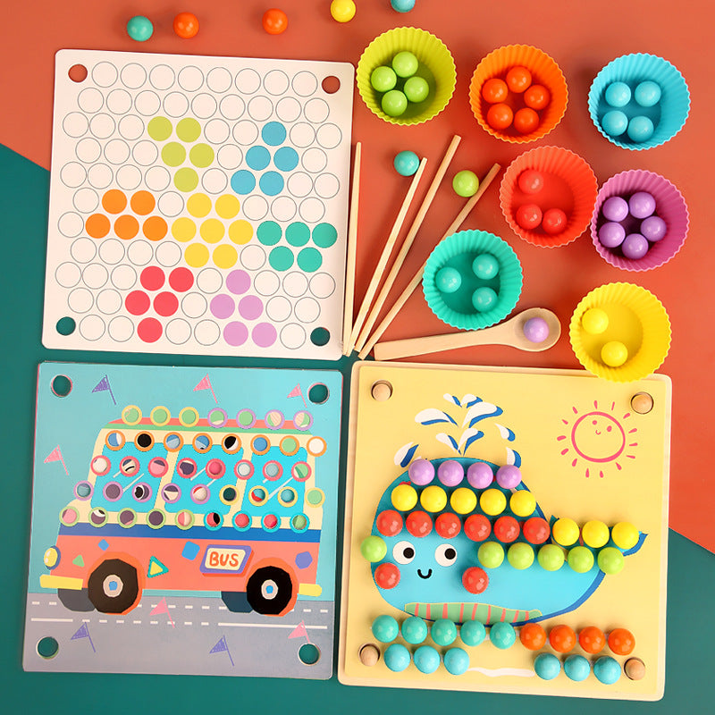 Montessori Wooden Bead Sorting Game | Eco-Friendly, Interactive Learning Tool for Early Childhood Development