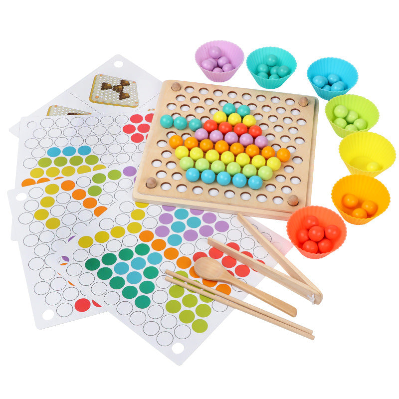 Montessori Wooden Bead Sorting Game | Eco-Friendly, Interactive Learning Tool for Early Childhood Development