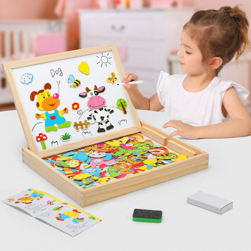 2-in-1 Montessori Drawing Board | Magnetic Whiteboard & Chalkboard for Kids' Creativity and Cognitive Skill Development