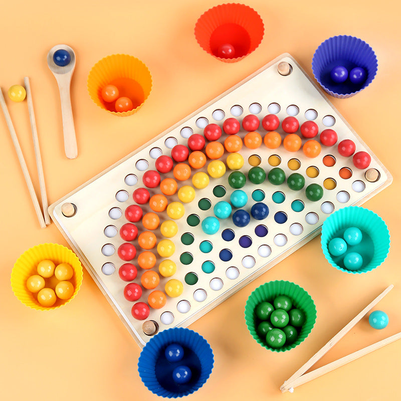 Montessori Wooden Bead Sorting Game | Eco-Friendly, Interactive Learning Tool for Early Childhood Development