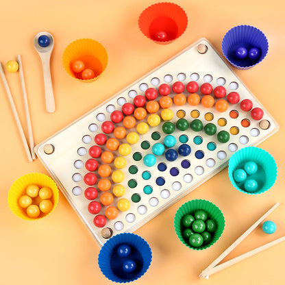 Montessori Wooden Bead Sorting Game | Eco-Friendly, Interactive Learning Tool for Early Childhood Development