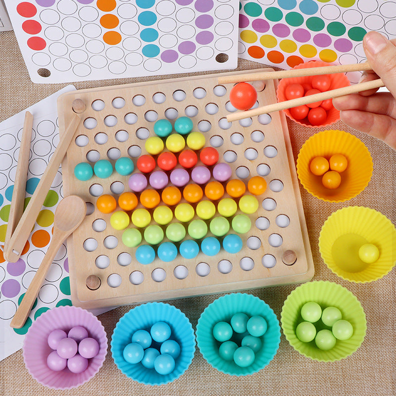 Montessori Wooden Ball Sorting Game | Color Recognition, Number Learning & Fine Motor Skills Development for Kids 3+