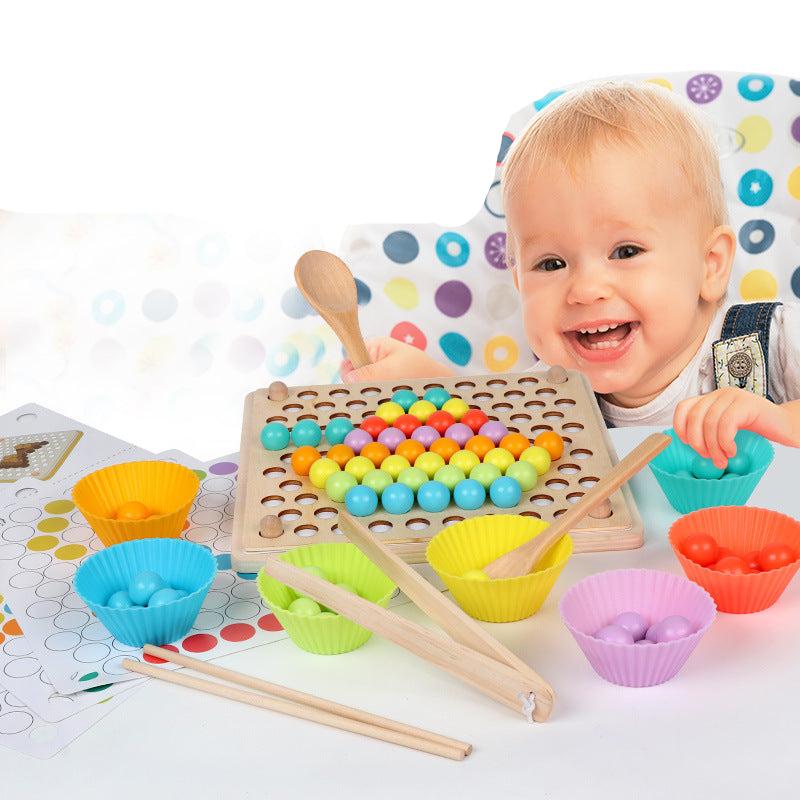 Montessori Wooden Bead Sorting Game | Eco-Friendly, Interactive Learning Tool for Early Childhood Development