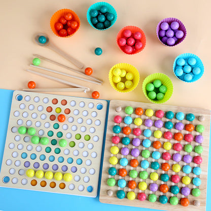 Montessori Wooden Bead Sorting Game | Eco-Friendly, Interactive Learning Tool for Early Childhood Development