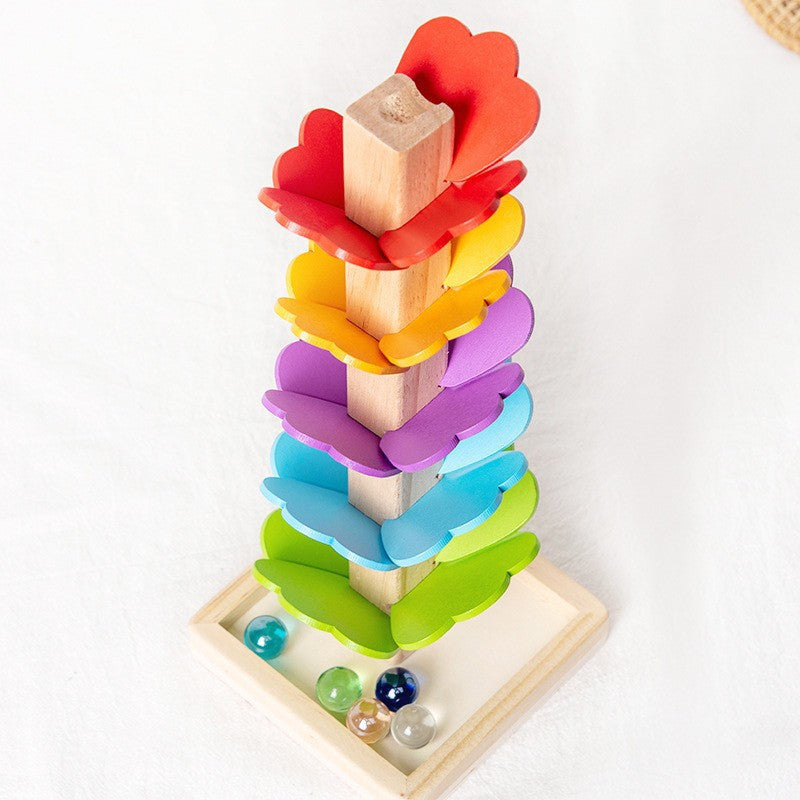 Montessori Wooden Marble Tower | Colorful, Eco-Friendly Toy for Cognitive Development & Fine Motor Skills