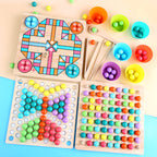 Montessori Wooden Bead Sorting Game | Eco-Friendly, Interactive Learning Tool for Early Childhood Development