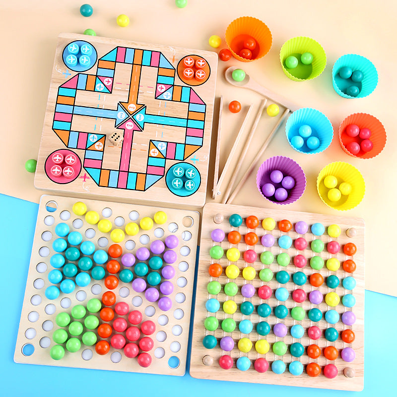 Montessori Wooden Bead Sorting Game | Eco-Friendly, Interactive Learning Tool for Early Childhood Development