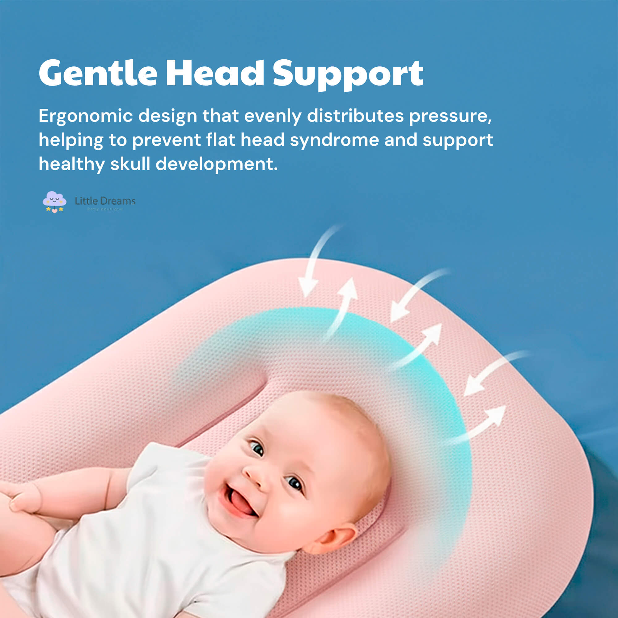 Orthopaedic Baby Nest Pillow | Anti-Flat Head Newborn Cushion & Snuggle Lounger for Safe Sleep