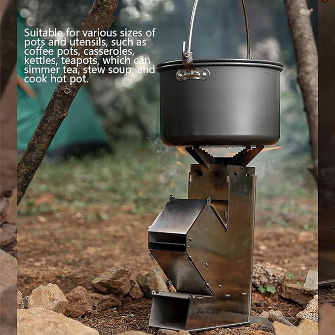 Portable Outdoor Rocket Wood Burning Stove | Lightweight, Efficient & Ideal for Camping and Backyard Gatherings