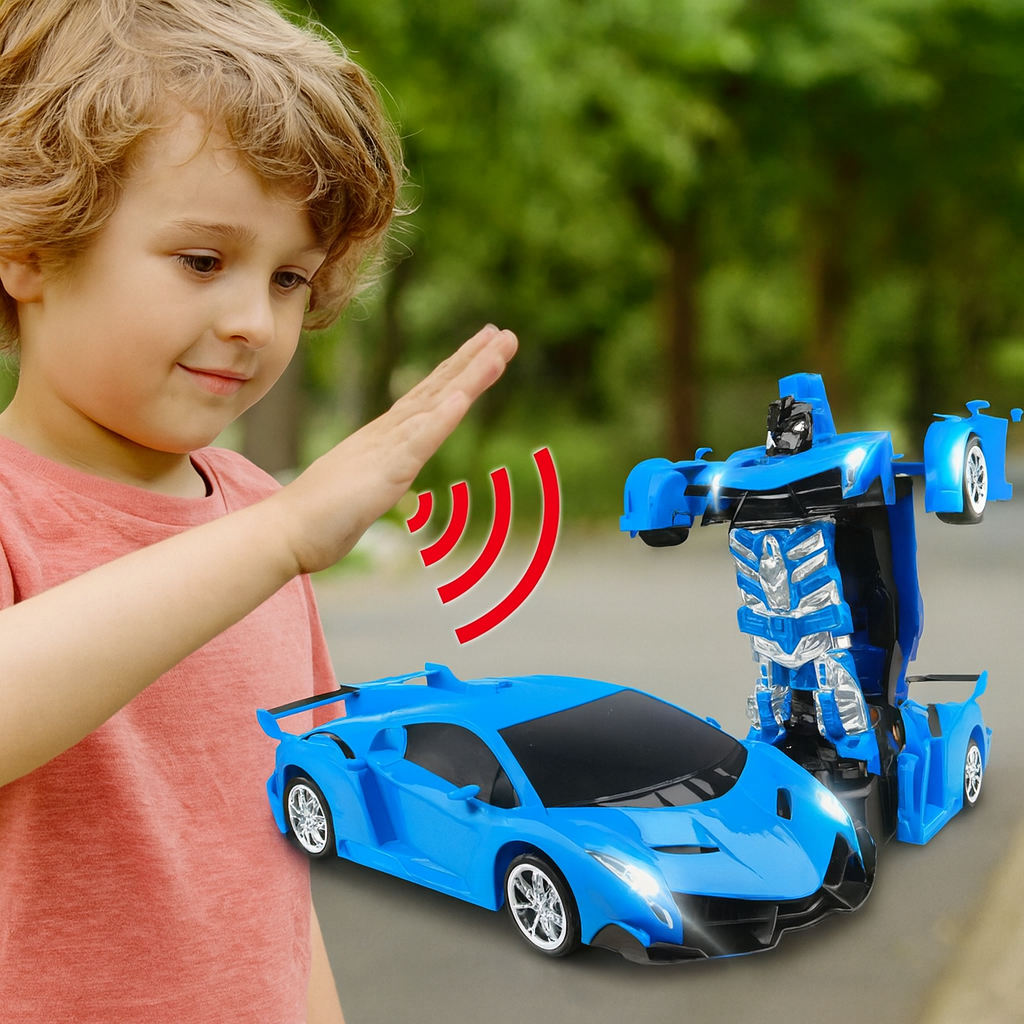 Transforming Remote Control Robot Car | Gesture Activated, LED Lights & Sound Effects for Kids' Interactive Play