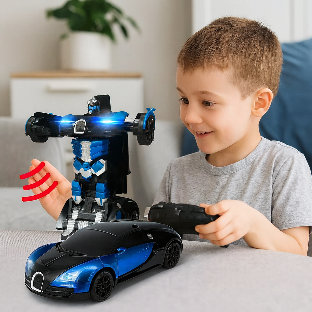 Transforming Remote Control Robot Car | Gesture Activated, LED Lights & Sound Effects for Kids' Interactive Play