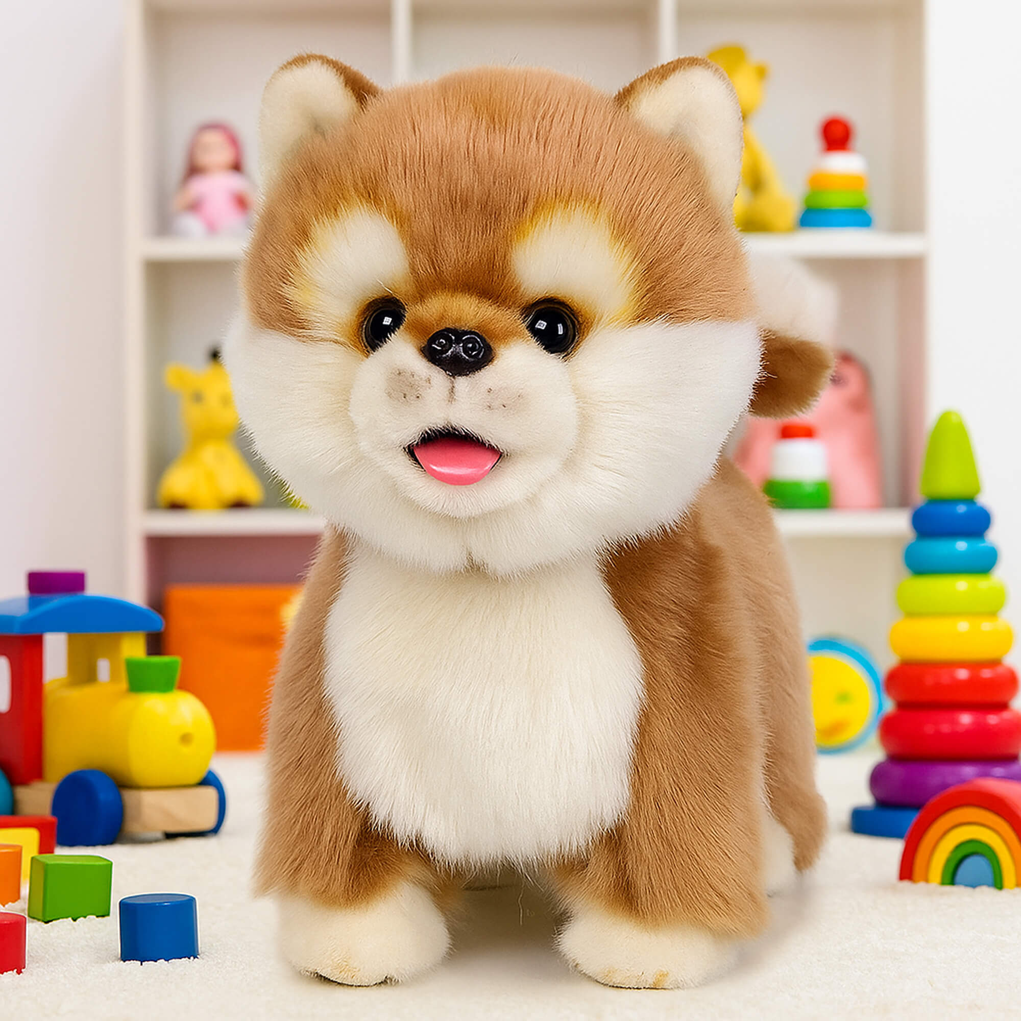 AI Premium robot Puppy | Walking, Barking & Tongue-Sticking for Kids' Stuffed Animal Toy Gift