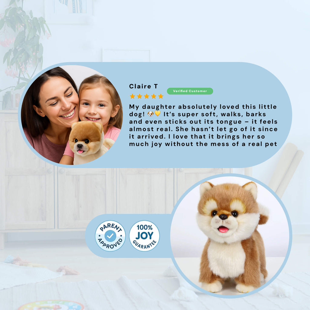 AI Premium robot Puppy | Walking, Barking & Tongue-Sticking for Kids' Stuffed Animal Toy Gift
