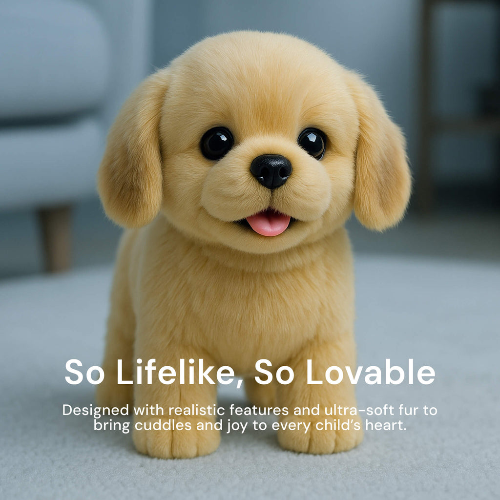 AI Premium robot Puppy | Walking, Barking & Tongue-Sticking for Kids' Stuffed Animal Toy Gift