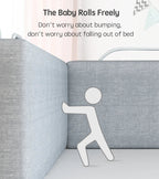 Baby Bed Rail Safety Barrier - 47cm Child Bed Fence Railing for Kids' Bed Protection and Safety
