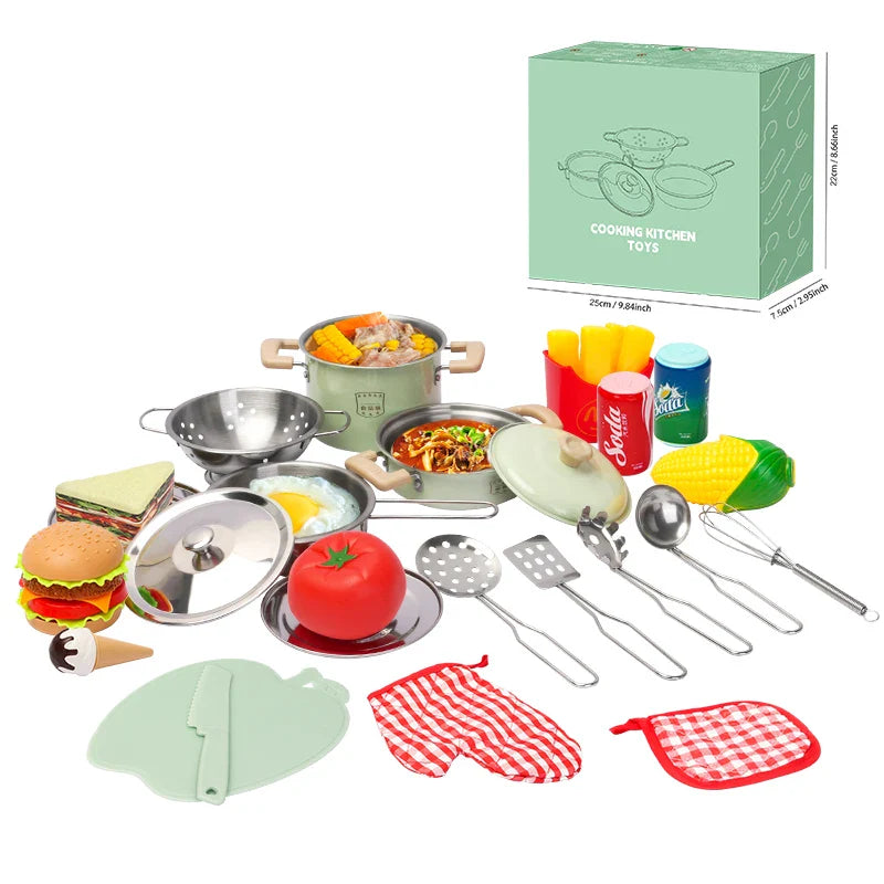 Montessori Kitchen Tools Toy Set | Children's Kitchen Includes Cookware, Fruit Bowl & Soup Ladle for Creative Play and Learning Experience
