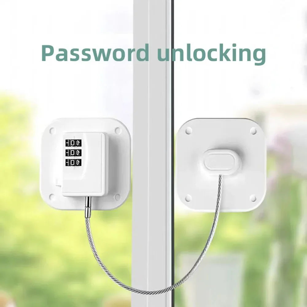 Child Safety Lock for Cabinets & Fridge - Stainless Steel Cable Protection for Kids & Baby Home Security