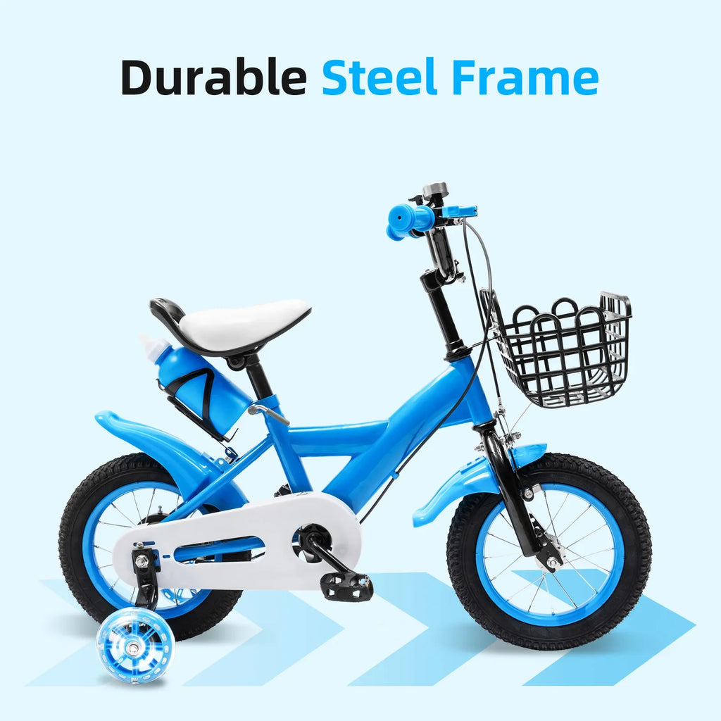 Carbon Steel Indoor Outdoor Kids Bike with Training Wheels, 12-Inch Bicycle for Children, Perfect Gift for Active Play