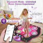 LED Dance Mat for Kids - 27 Levels, 6 Light-Up Keys, Bluetooth Music Game Toy for Ages 3-8, Interactive Dancing Fun