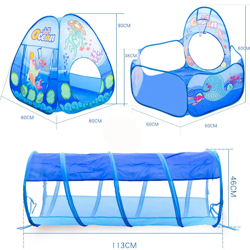3-in-1 Portable Baby Ball Pit Playpen with Crawling Tunnel for Kids - Indoor/Outdoor Playground Tent and Ball Pool