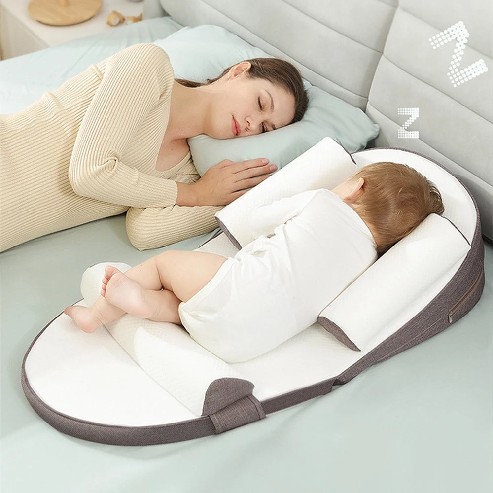 Organic Cotton Baby Lounger | Anti-Roll Sides, Gentle Incline & Portable for Supervised Playtime and Bonding