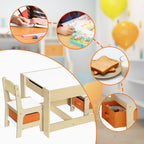 4-in-1 Wooden Kids Table and Chairs Set | Reversible Blackboard Top, Ample Storage & Ergonomic Design for Play and Learning