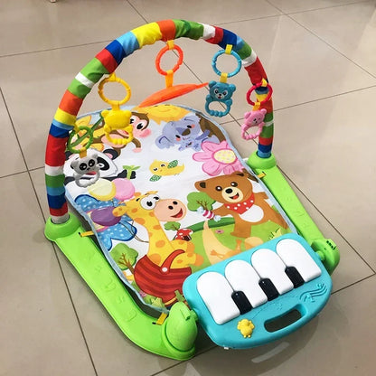 Baby Activity Gym Play Mat with Music Rack & Piano Keyboard - Soft Puzzle Carpet for Infant Crawling & Playtime