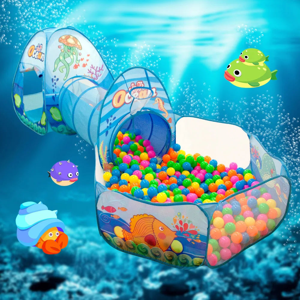 3-in-1 Portable Baby Ball Pit Playpen with Crawling Tunnel for Kids - Indoor/Outdoor Playground Tent and Ball Pool