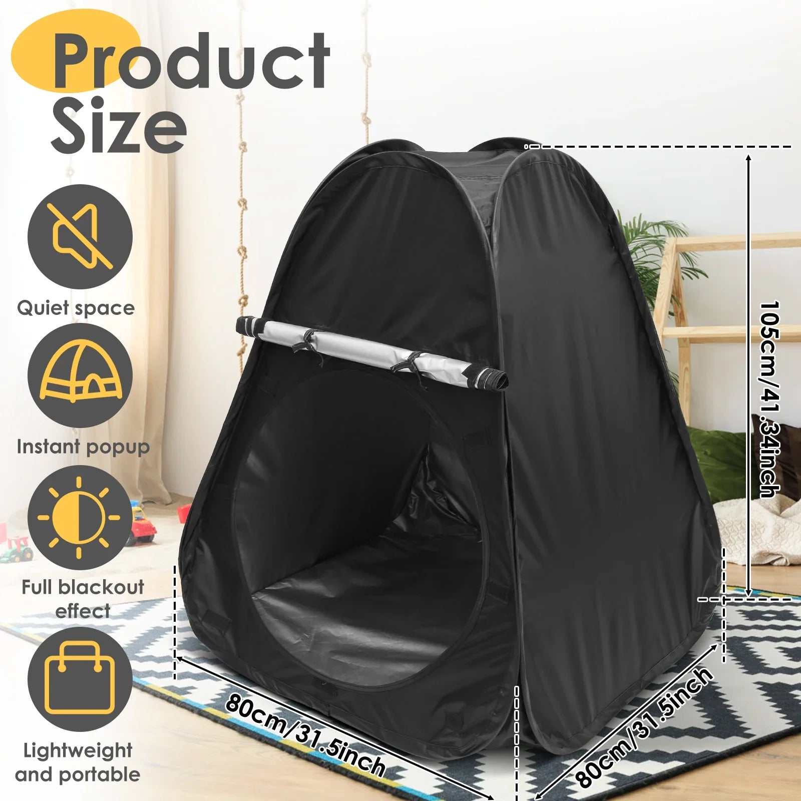 Sensory Tent for Kids & Autism – Blackout Sensory Den | Portable Dark Den Tent for Calming, Relaxation & Therapy