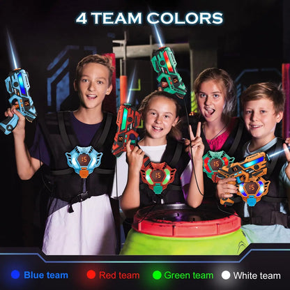 Laser Tag Guns Set with Vests - 4x Infrared Shooting Game for Indoor & Outdoor Fun for Kids and Teens Age 6+