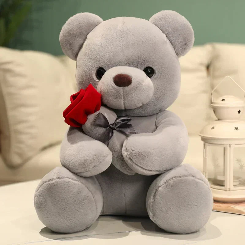 RoseBear Teddy Bear | Soft Plush with Artificial Roses for Romantic Gifts and Home Decor