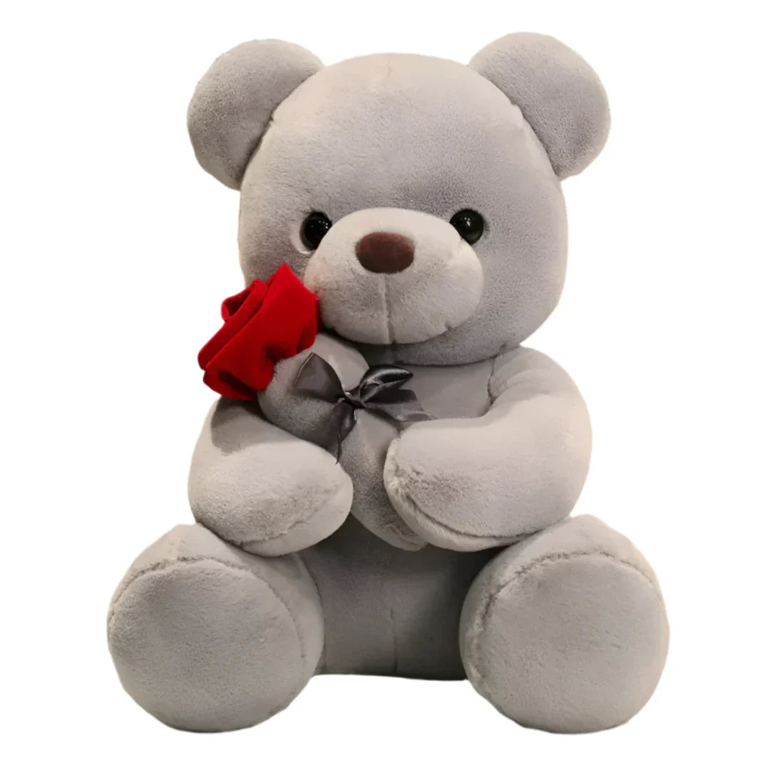 RoseBear Teddy Bear | Soft Plush with Artificial Roses for Romantic Gifts and Home Decor