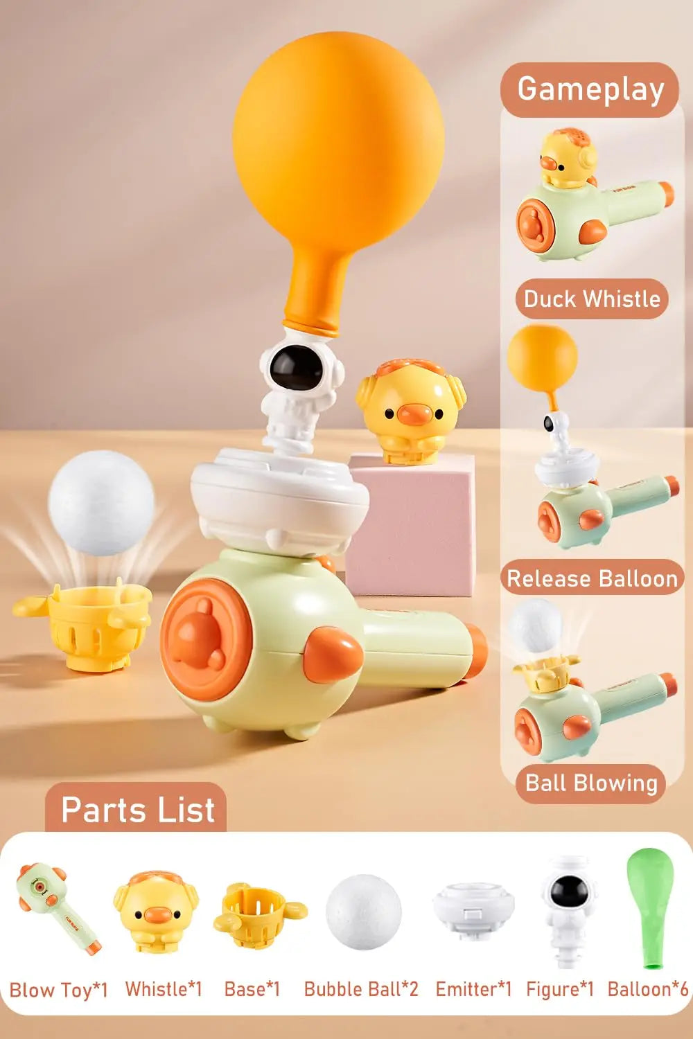Montessori Sensory Toy for Babies - Whistle Ball Blowing Floating Blow Pipe Balls for Fine Motor Skills Development