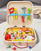 Montessori Wooden Toolbox for Kids | 35 Eco-Friendly Tools for Hands-On Learning & Creative Adventures Ages 3-5+