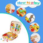Montessori Wooden Toolbox for Kids | 35 Eco-Friendly Tools for Hands-On Learning & Creative Adventures Ages 3-5+
