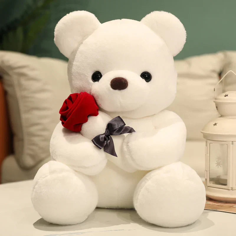 RoseBear Teddy Bear | Soft Plush with Artificial Roses for Romantic Gifts and Home Decor