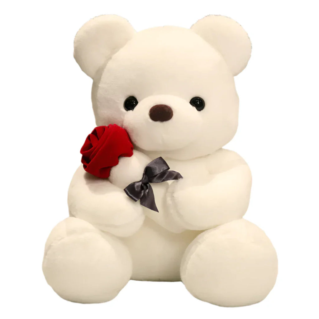 RoseBear Teddy Bear | Soft Plush with Artificial Roses for Romantic Gifts and Home Decor