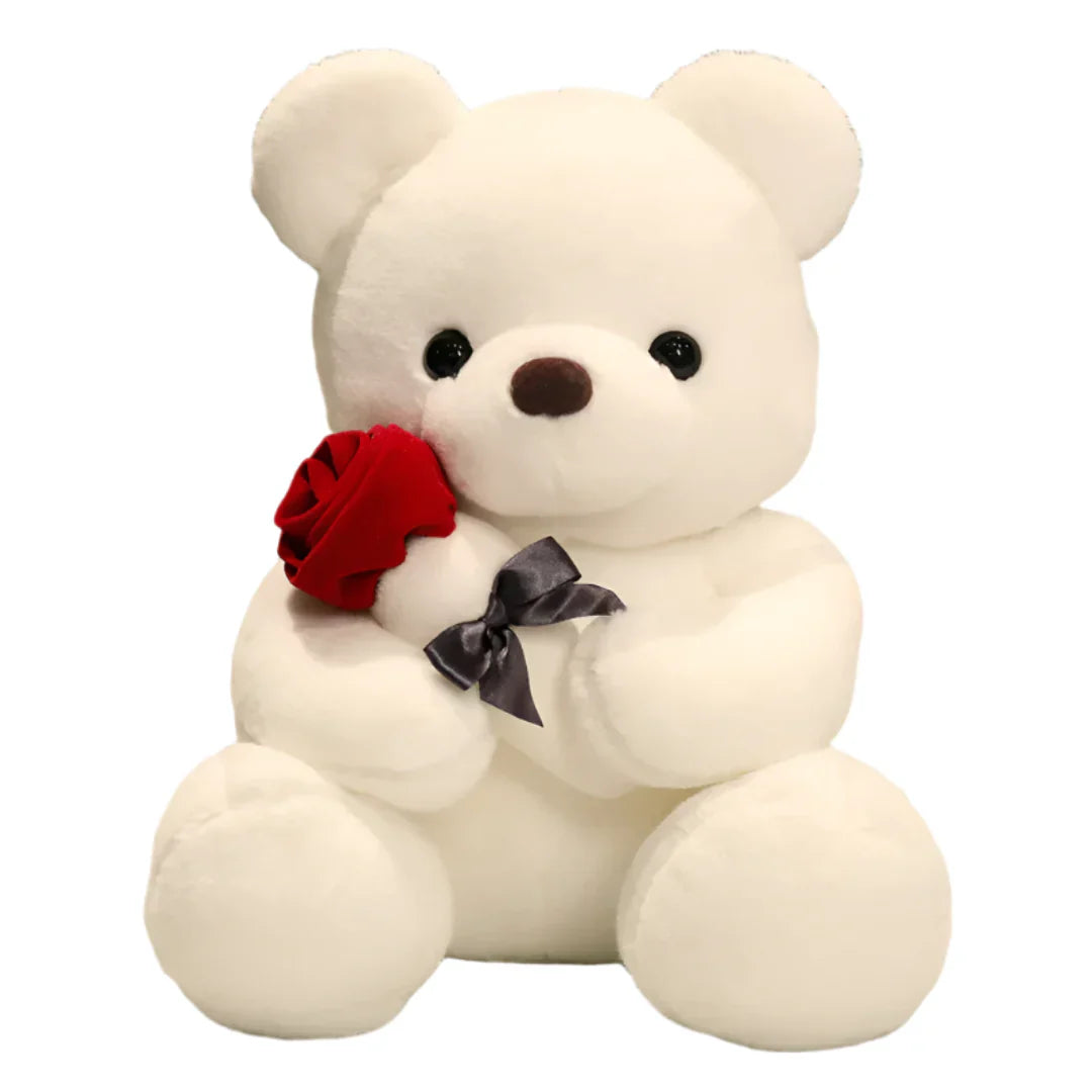 RoseBear Teddy Bear | Soft Plush with Artificial Roses for Romantic Gifts and Home Decor