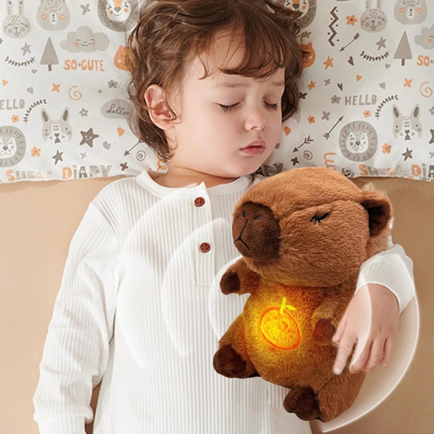 Breathing Plush Capybara Toy | Soothing Night Light & Music for Stress Relief and Relaxation