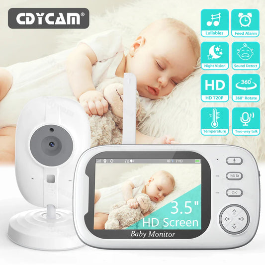 Wireless Video Baby Monitor with 3.5-Inch Display, Night Vision, Temperature Monitoring & Two-Way Audio for Baby Care and Security