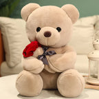 RoseBear Teddy Bear | Soft Plush with Artificial Roses for Romantic Gifts and Home Decor