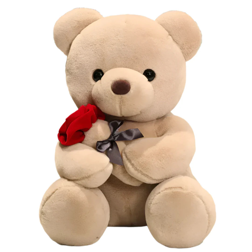 RoseBear Teddy Bear | Soft Plush with Artificial Roses for Romantic Gifts and Home Decor