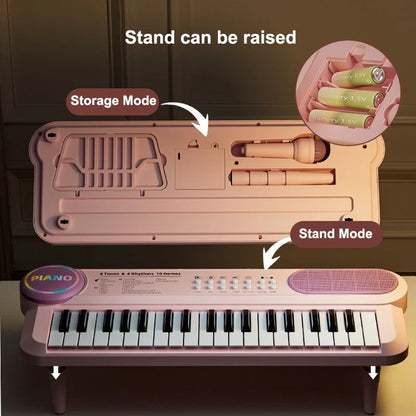 Multifunctional 37-Key Kinderpiano Keyboard with Microphone - Educational Electronic Piano Toy for Kids