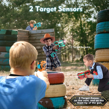 Laser Tag Guns Set with Vests - 4x Infrared Shooting Game for Indoor & Outdoor Fun for Kids and Teens Age 6+