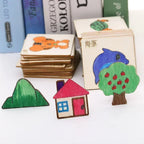 20pcs Kids Wooden Drawing Toys - Montessori DIY Painting Stencils & Puzzle Craft Toys for Educational Play & Gifts for Children